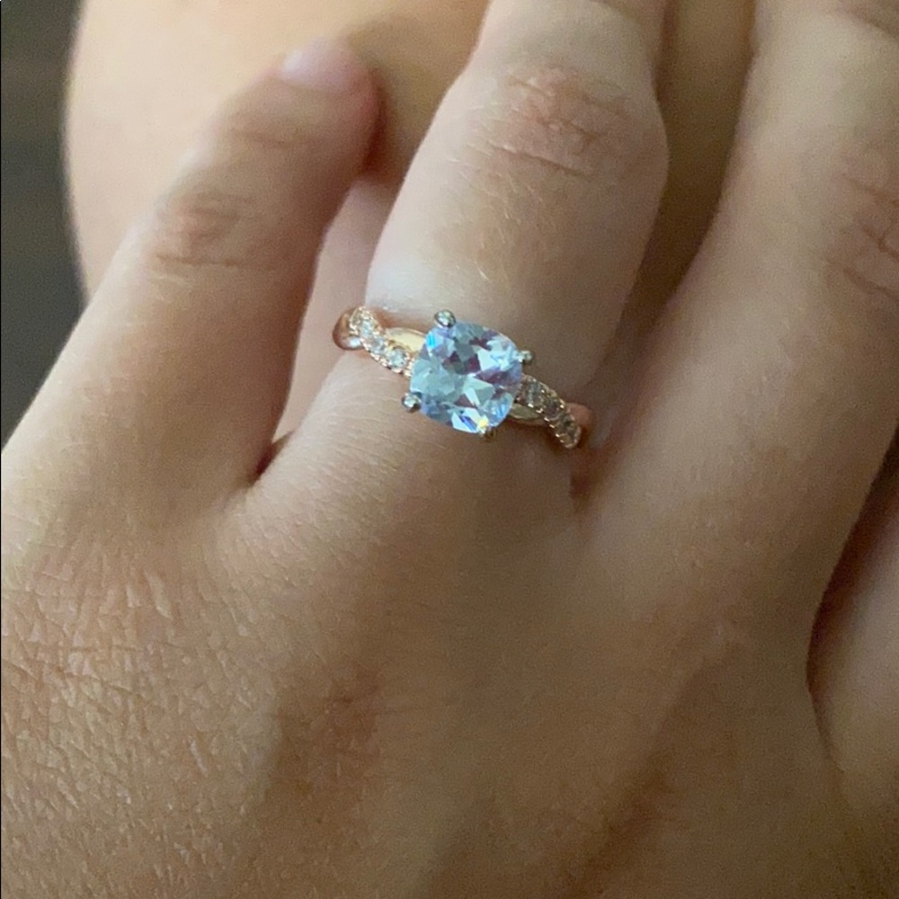 New 14k Rose Gold Plated White Sapphire Ring - Picture 3 of 4